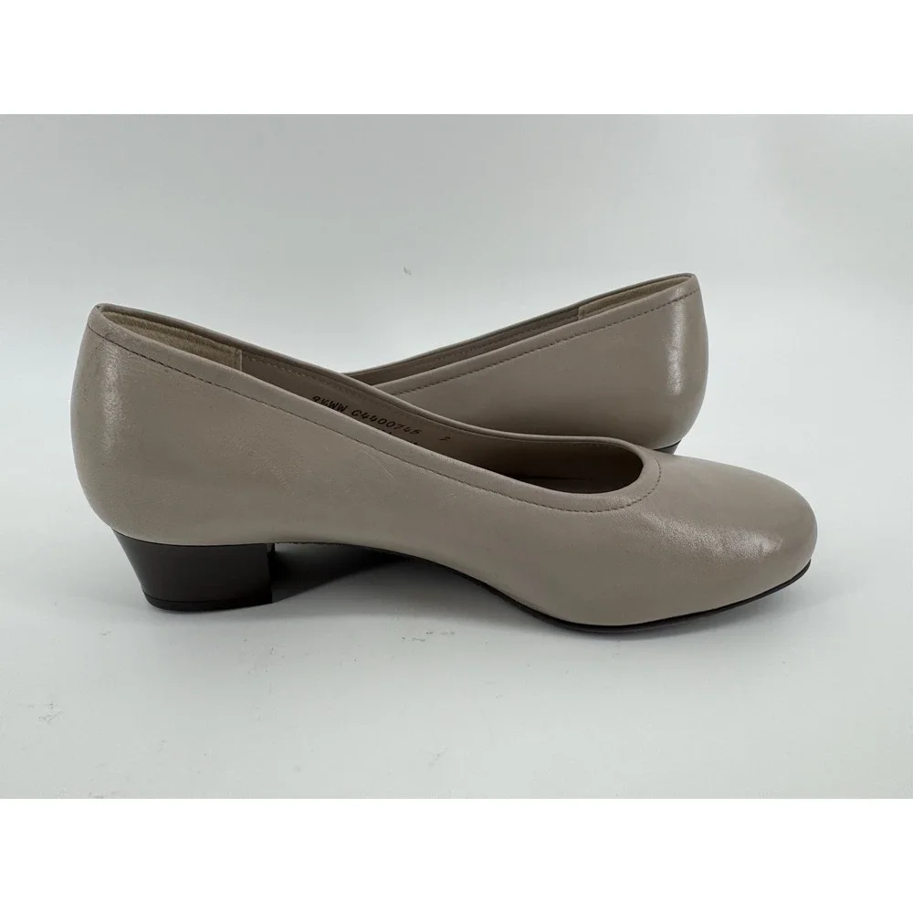 SAS Tan Italian Leather Slip-On Pumps Low Heel Support Comfort Shoe Womens 9.5WW